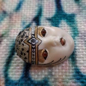 Italian Porcelain Ceramic Venetian Mask Face Brooch